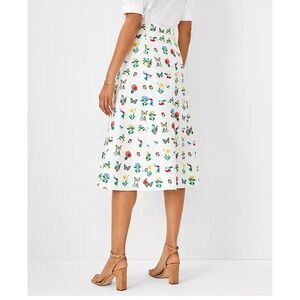Botanical Floral Cottagecore Coquette Linen Preppy Summer Midi Skirt‎ Ann Taylor